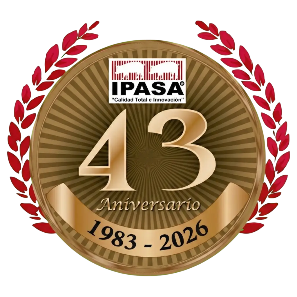 Logo conmemorativo del 43 aniversario de IPASA, 1983-2026